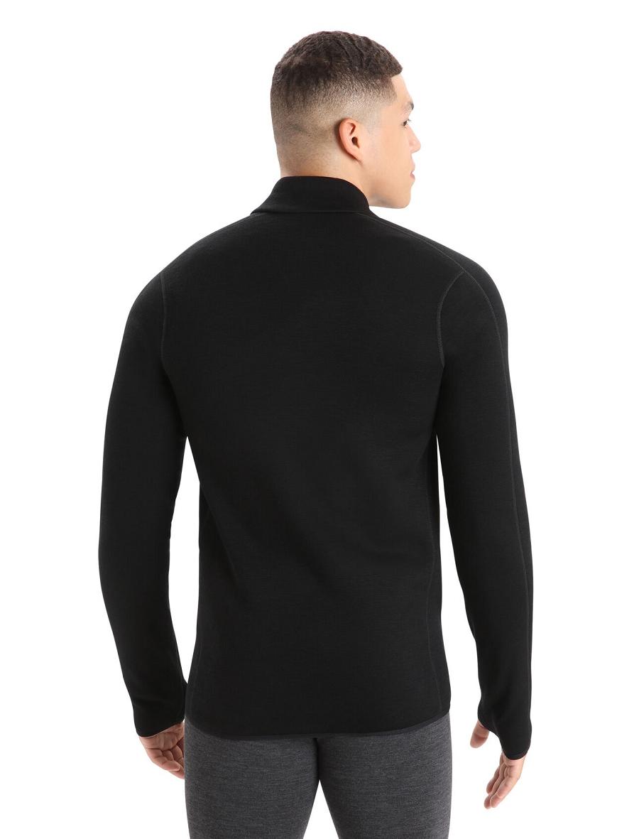 Sweat À Capuche Icebreaker RealFleece™ Merino Elemental Long Sleeve Zip Jacket Homme Noir | FR 1251DFMN